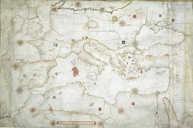 Karte des Mittelmeers, des Schwarzen Meers und des nordöstlichen Atlantiks